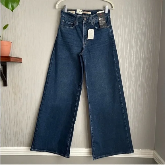 LEVIS Jeans Wide Leg NWT High Rise 728 Premium Woodstock Dark Wash Blue Size 27 - Picture 5 of 16